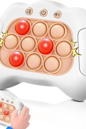 The Quick Push Game，Pop Game Fidget Toys, Fast Push Bubble Game, Handheld Puzzle Game Sensory Toys ，Light Up Push Pop Game for Kids 3-12 Girls and Boys Teens Adults Decompression (White)