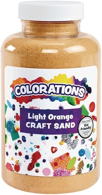 The Colorations Colorful Vibrant Sand 22 oz Jar for Arts and Crafts & Play Activity, Light Orange (Item # CSLO)