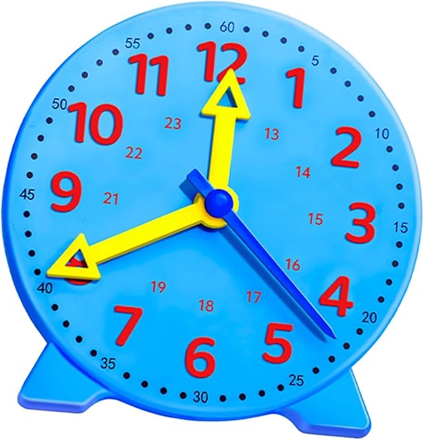 The Teaching Clock Time Activity Realistic Development Toy Educational Gift Education Toy for Kindergarten Boys and Girls, Blue