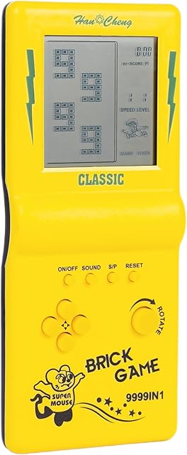 The Retro Handheld Game Console,Brick Game Console,3.5-inch Large Screen Yellow Tank/Racing/Building Block Game,Built-in 23 Games