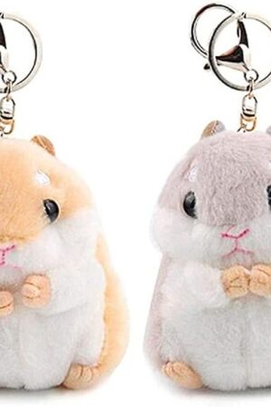 The RAYNAG Set of 2 Cute Hamster Plush Keychains Stuffed Animals Keyring Charm Handbag Pendant