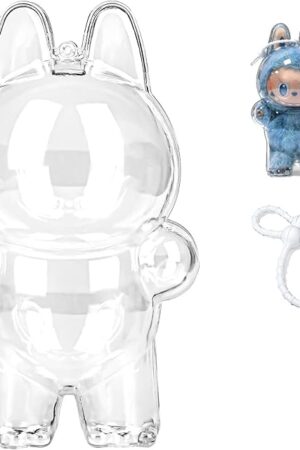 The Protective Case for Labubu Display Case Won’t Trap Hair Highly Transparent, Exciting Macaron Big into Energy 1pcs (Standing)