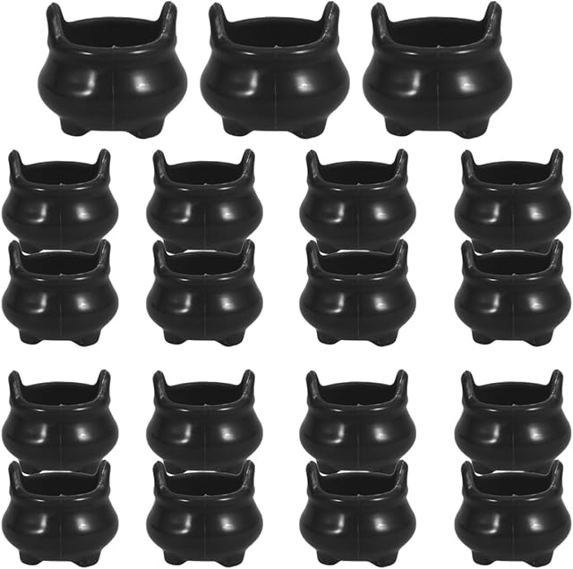 The DECHOUS 20Pcs Mini Cauldron Halloween Dollhouse Miniature Witch Cauldron Set 1 12 Scale Doll House Decorations for Halloween Micro Landscape Party Decoration, Black