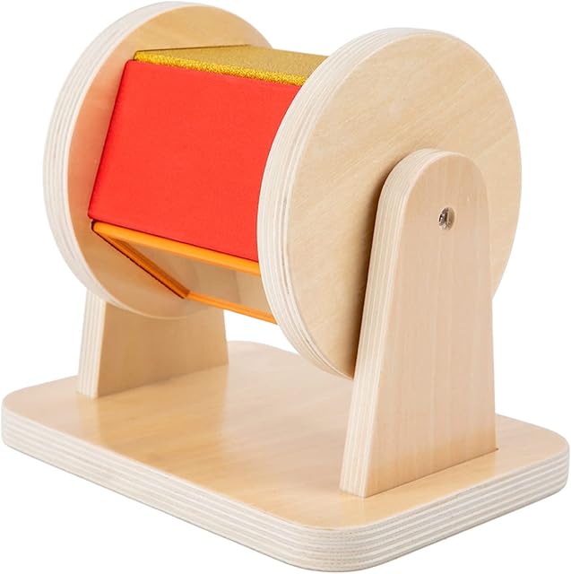 The Adena Montessori Spinning Drum Baby Toys,Montessori Toys for Babies 6-12 Months Toddlers,Wooden Spinning Rainbow with Multiple Materials Baby Christmas Toys for Boy and Girls Gift(Medium-size Texture)