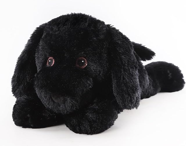 The Black Lab Dog Stuffed Animal, Microwavable Heating Pads for Period Cramps & Pain Stress Relief, Moist Heat Puppy for Anxiety, Bedtime, Cuddle & Companion, Warm Kawaii Plushies