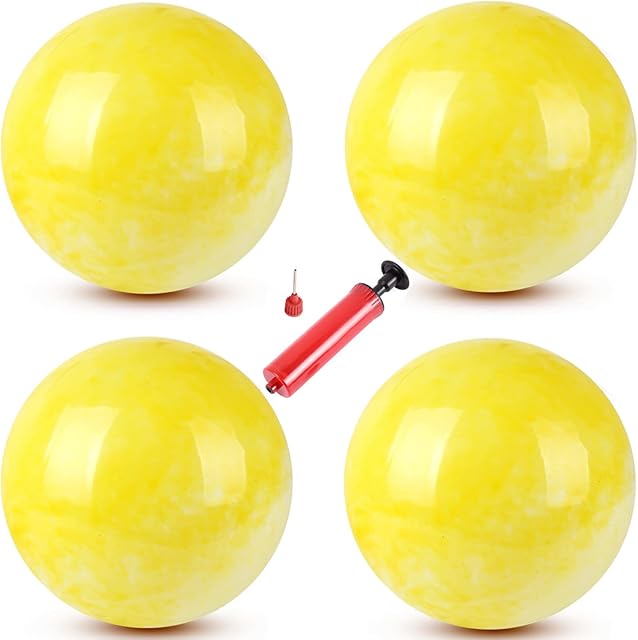 The 4 Pcs Marbleized Bouncy Balls & 1 Pump 9 Inch Inflatable Sensory Balls Beach Ball Kickball Bouncy Balls School Playground Ball Will Provide Hours of Fun and Entertainment for You and Your Family