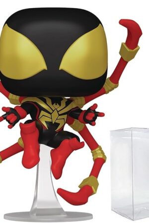 The POP Marvel: Spider-Man Comics - Miles Morales Iron Spider Funko Vinyl Figure (Bundled with Compatible Box Protector Case), Multicolored, 3.75 inches