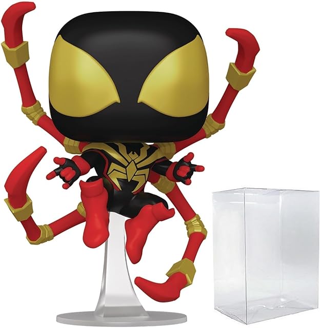The POP Marvel: Spider-Man Comics - Miles Morales Iron Spider Funko Vinyl Figure (Bundled with Compatible Box Protector Case), Multicolored, 3.75 inches