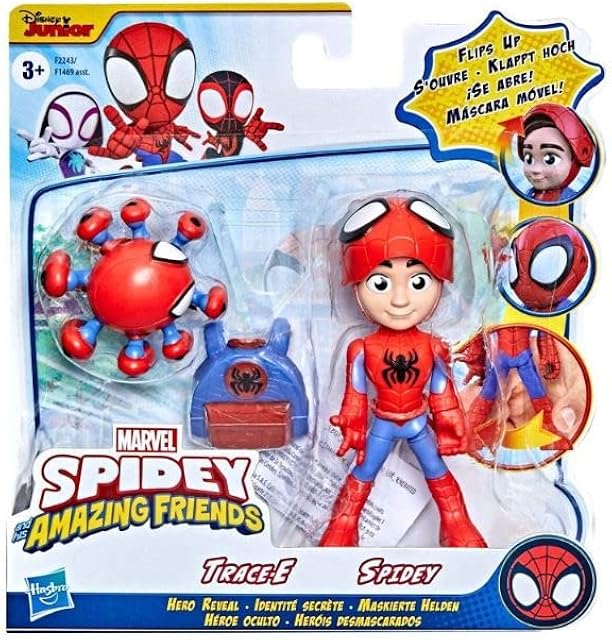 The Marvel Spidey & His Amazing Friends Action Figures Superheroes + Villains (Choose Figure) (Spidey & Trace-E 2 Pack (4 inch))