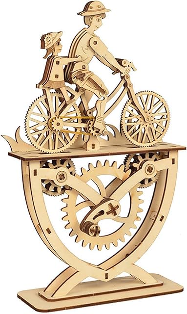 The 3D Puzzle for Adults, Wooden Puzzles Father Bicycle Mechanical Gear Model Building Kits, DIY Wood Crafts Unique Collection, STEM Hobbies for Women Men (Father & Daughter)