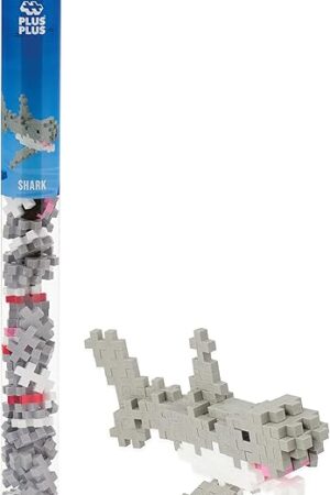 The Plus Plus 3D Puzzle Sea Creature Building Block Set, Ocean Animals Figures, Fun Stem Toys for Kids, 70 Interlocking Pieces - Shark Mini Maker Tube