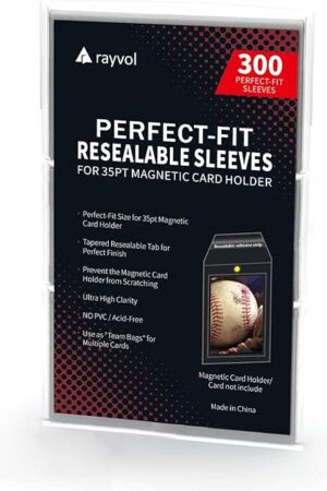 The Rayvol Resealable Team Bags for 35PT Magnetic Card Holders, Exact Fit Sleeves for 35 PT Card Holders (300 Count)