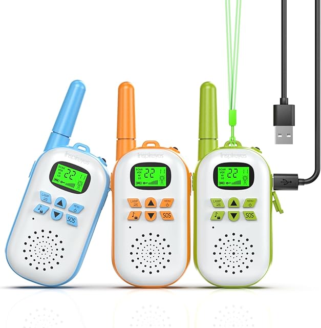 The Walkie Talkies for Kids Rechargeable,Toys for Boys and Girls Ages 3-12, 3 Pack Long Range 2-Way Radios, Birthday Gifts,Christmas Stockings, Outdoor Play, Family Games, Hiking Camping Gear