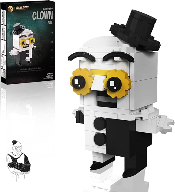 The Art The Clown Building Block Toy, Mini Terrorist Model Set with Yellow Glasses, Collection of Classic Movie Action Figure Toys, 6+Birthday, for Boys and Girls(102 PCS)