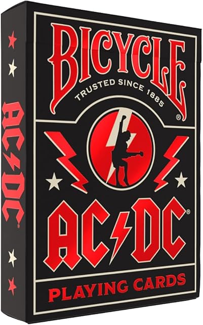 The Bicycle ACDC Playing Cards, Features Iconic ACDC Song Titles and Band Designs, Red and Black, 1 Deck
