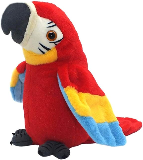 The Vincilee Talking Parrot Repeats What You Say Mimicry Pet Toy Plush Buddy Parrot Children Gift (RED)