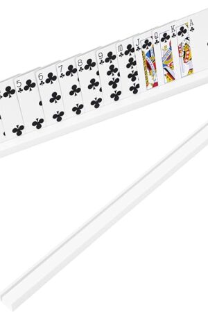 The Playing Card Holder Stand 400mm White Acrylic Set for Playing Card Games, Trading Card or Other Card, Board Games (2 Pcs, White)