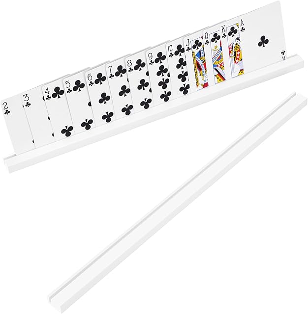 The Playing Card Holder Stand 400mm White Acrylic Set for Playing Card Games, Trading Card or Other Card, Board Games (2 Pcs, White)