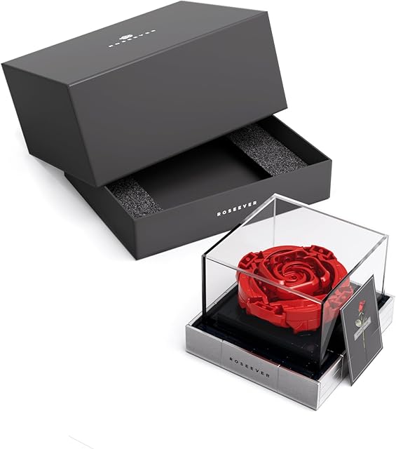 The Nifeliz ROSEEVER Artificial Flowers Building Sets, Unique Mother's Day Décor, Ideal for Birthday, Anniversary or Mother's Day, Creative Rose Building Toys to Build and Display, NF10256
