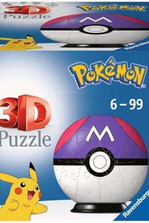 The Ravensburger 3D Puzzle 11564 - Puzzle Ball Pokémon Pokéballs - Master Ball - [EN] Master Ball - 54 Pieces - for Pokémon Fans from 6 Years