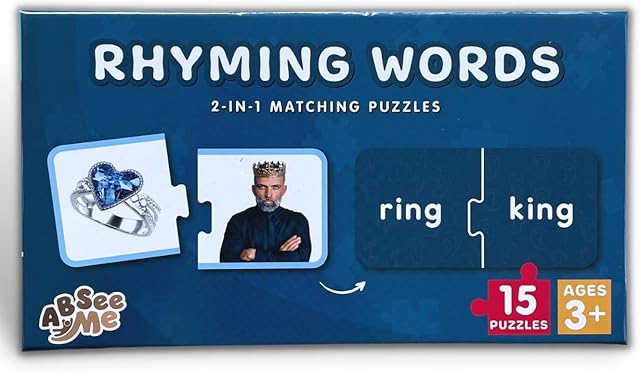 The Rhyming Words Puzzles - 15 Rhyming Puzzles for Kids Preschool Learning Activities Rhyming Games for Kindergarten Activities Rhyming Words Games Science of Reading Manipulatives Kindergarten