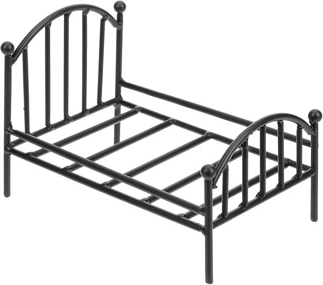 The Miniature Metal Bed Frame, Mini Single Doll Bed Model, Dollhouse Furniture Flower Pot Stand for Photo Props, Dollhouse Bedroom Accessories