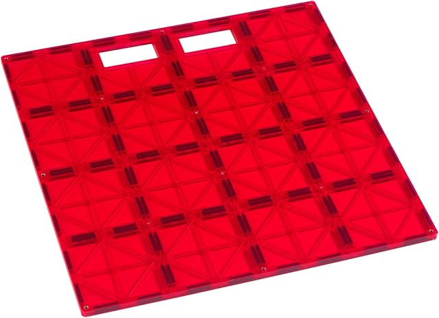 The Playmags Super Durable Building Stabilizer Tile with Carrying Handle for Easy Play, 12 x 12. Great add on to All Magnet Tiles Sets, Works with All Leading Brands (1 Pack - Colors May Vary)