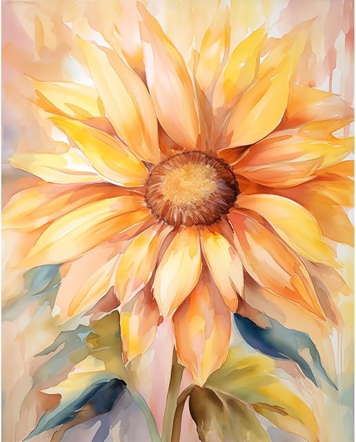 The Natuyalo Paint by Numbers Kit for Adults - Sunflower DIY Adult Paint by Number Kits Flowers Acrylic Canvas Painting for Adults Beginners Kids Art Crafts Without Frame, 16x20 Inch