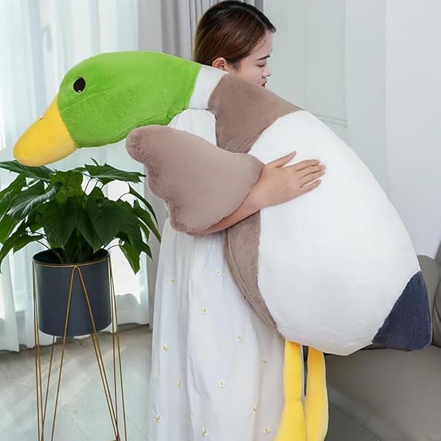 The Mallard Duck Plush,Mallard Duck Stuffed Animals, Soft Furry Duck Stuffed Animal Pillow,Huge Duck Plush Hugging Pillow Gifts for Every Age (29.5in)