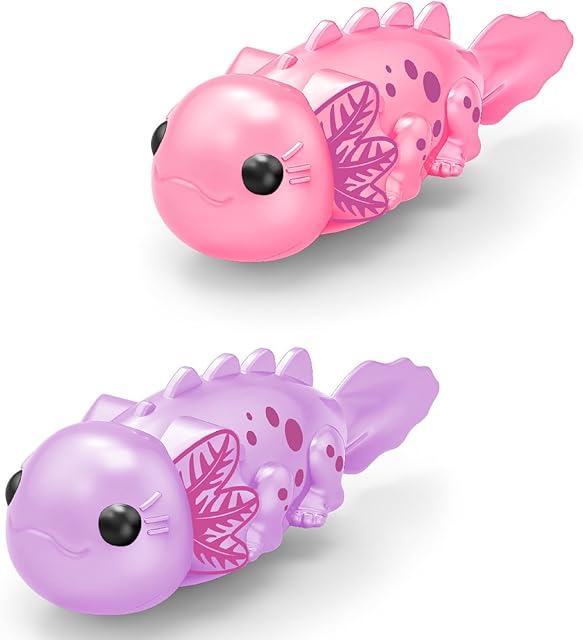 The Robo Axolotl Alive Robo Fish Robotic Swimming Fish, A Living pet Baby Axolotl (Pink + Purple) 2 Pack, Bath Pool Water Toys,Comes with Batteries, Birthday Parties for Boys and Girls