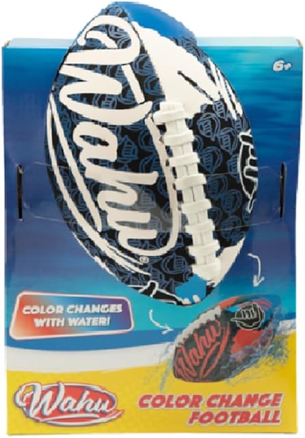 The Wahu 100% Waterproof Color Change Beach Football with Real Laces for in and Out of Water Play, 9" Outdoor Football for Pool and Beach Games, Red