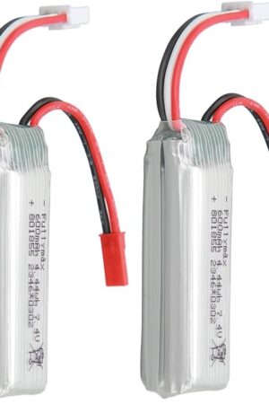 The RC Airplane Lithium Battery, JST Discharge Plug, 7.4v 600mah, 2PCS Large Capacity RC Airplane Batteries for WLtoys XK RC Aircraft