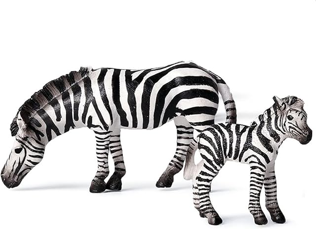 The Gemini&Genius Zebra Toys - Wild Life Zoo Animal Figurines, African Jungle Animal Action Figure Playset Gift for Kids, Educational Cake Toppers, Party Supplies