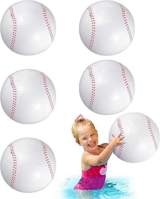 The Bencailor 6 Pack Inflatable Baseball 12. 6" Blow up Beach Ball Large Sport Pool Ball with Pump Swimming Pool Party Favor for Kids Boys Girls Adults Teens Gift Summer Outdoor Game Decorations(6 Pack)