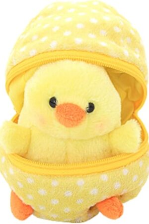 The Plushland Plush Stuffed Animal 6 Inches Zip Up Egg Hideaway Cute Yellow Pastel and Polka Dot Easter Colors Spring Inspired Gift for Girls and Boys Birthday Mother's Day (Easter Chick)