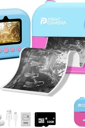 The PIRIE Kids Digital Camera, 14MP 1080p HD with 2.4-Inch LED Display, Dual Lens, 16x Optical Zoom, 1500mAh Battery, ABS Material, Ages 4-12, USB Connectivity (Pink)