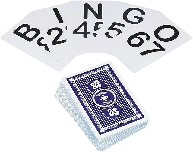 The S&S Worldwide Jumbo Bingo Calling Cards. 5-3/4" High Cards with 1-3/4" High Numbers and Letters can be Read from 50 Feet or More.