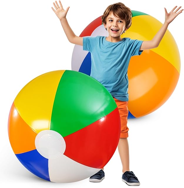 The FUTUREPLUSX 2PCS Large Beach Balls, 42Inche Inflatable Pool Balls Toys for Summer Pool Beach Party