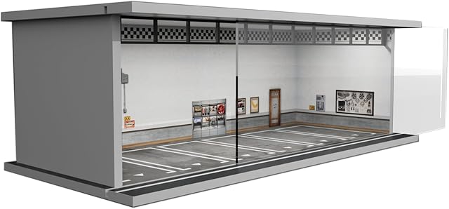 The 1/64 Diorama Display Case with LED Lights - Compatible with Hot Wheels Matchbox Mini GT Diecast Cars, for Model Car Display and Storage, Stackable Garage(Wheels)