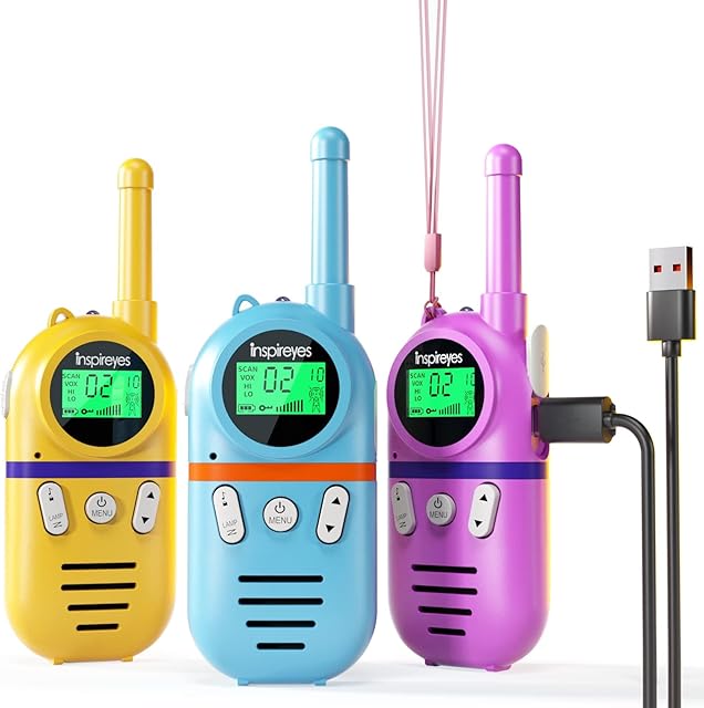 The Walkie Talkies for Kids Rechargeable,Toys for Boys and Girls Ages 3-12, 3 Pack Long Range 2-Way Radios, Birthday Gifts,Christmas Stockings, Outdoor Play, Family Games, Hiking Camping Gear