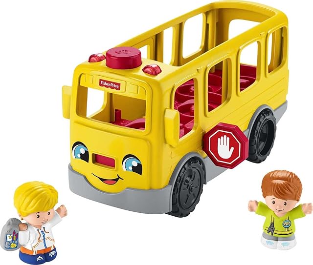 The Fisher-Price Little People Musical Toddler Toy Sit with Me School Bus with Lights Sounds & 2 Figures for Pretend Play Kids Ages 1+ Years