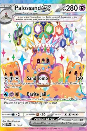 The Pokemon - Palossand ex 221/191 - Surging Sparks – Full Art Ultra Rare – Foil Card