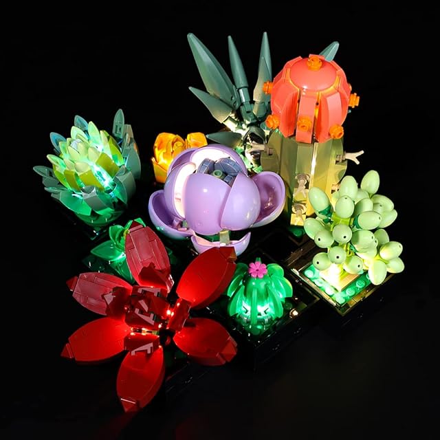 The Kyglaring LED Lighting Kit for Lego Succulents 10309 Plant Decor Model Building Set - Modern, Multicolor, Indoor, Remote Control, Plastic, Neutral
