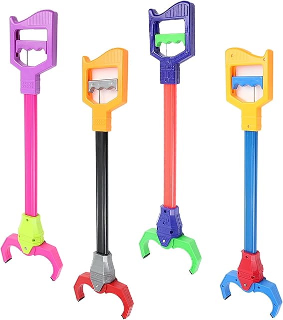 The Wokyo 4Pcs Interactive Toy Grabbers Children Intelligence Toy Grabber Kids Pick Up Toys Fun Early Learning and Hand Eye Coordination Playing 4 Color Skin-Friendly Robotic Claw Set