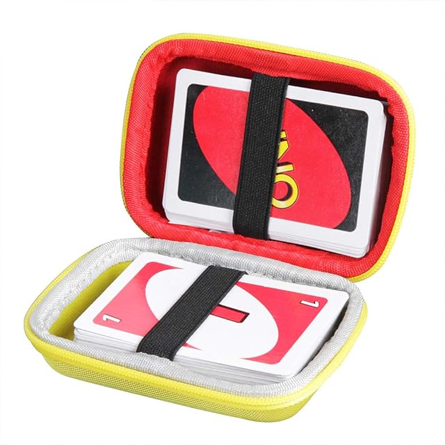 The Anleo Hard Travel Case for Mattel UNO Classic Card Game(Only Case) (Yellow+Red)