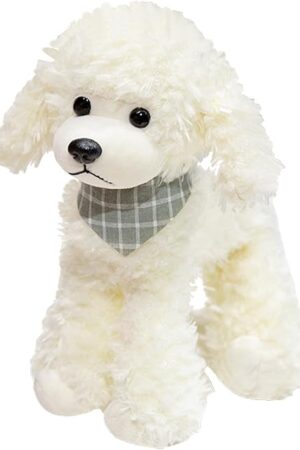 The Plush Poodle Dog Puppy Stuffed Animals Toys Dolls Kids Gifts 9 Inches (White)