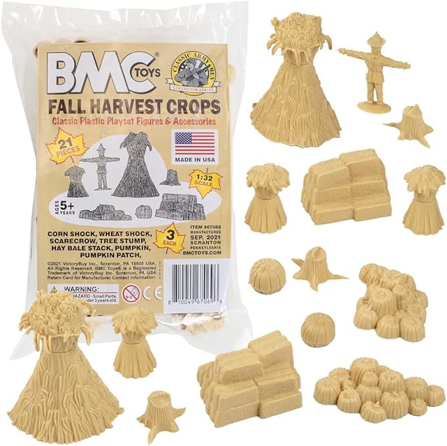 The BMC Classic Marx Fall Harvest Crops - 21pc Plastic Corn Hay & Pumpkin Playset