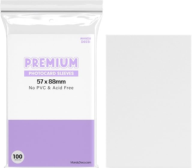 The Kpop Photocard Sleeves Clear Polypropylene Card Protector for Albums Photocards, PVC Free and Acid Free, 100 Sleeves per Pack (57x88mm)