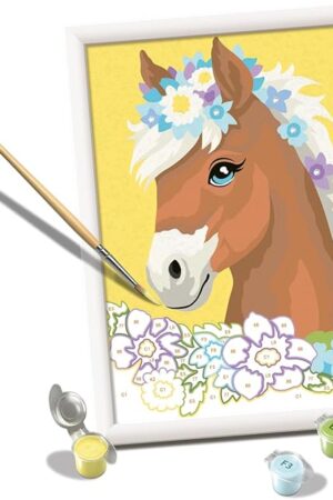 The Ravensburger - Horse with Flowers CreArt Paint by Numbers Kit | Fun & Easy DIY Art for Kids Age 9+ | Creative Gift Idea for Birthdays & Holidays