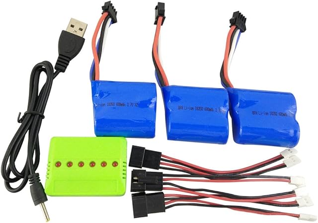 The sea jump 3PCS 3.7V 600mah Li Battery + Balance Charger + Conversion line for UDI001 UDI008 RC Boat Spare Parts Remote Control Speedboat Lithium Battery